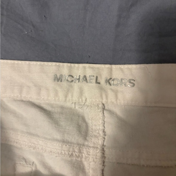 MICHAEL KORS White Denim Jeans Size 16 StraightLeg 5 Pockets Stretch Silver Logo - Picture 6 of 14